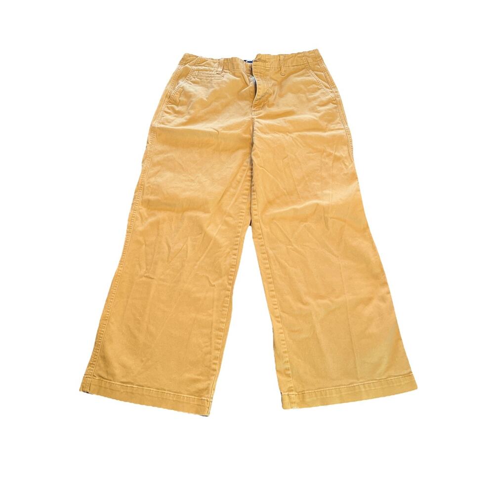 Lands End Pants Size 12 Wide Leg Mid Rise Ankle Crop Mustard Gold Slacks